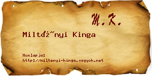 Miltényi Kinga névjegykártya